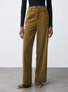 Maija Women's Solid Color Casual Straight-Leg Pants With Pockets