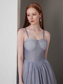 SHEIN Belle Vestido de fiesta con tirantes de espagueti con efecto degradado de brillo para mujer