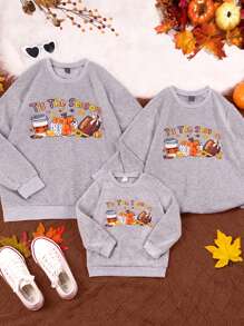 Manfinity Men's Crew Neck Long Sleeve Letter Print Minimalist Sweatshirt, Casual Daily Wear