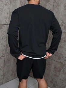 Manfinity Dauomo 男士休闲纯色运动衫短裤套装，春秋