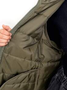 SHEIN Teen Girl Open Front Solid Casual Hoodie With Pockets, Warm Thick Outerwear - Army Green - View 6