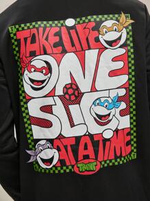 TEENAGE MUTANT NINJA TURTLES | SHEIN Áo hoodie in họa tiết thường ngày cho nam - màu đen - Xem 7