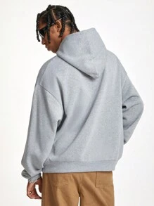 Manfinity VCAY Áo hoodie dệt kim tay dài họa tiết ngôi sao ngũ giác cho nam, dành cho mùa thu đông - Xám - Xem 5