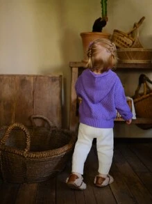 1set Baby Girl Sweater Set, Purple, Warm, New Arrivals, Autumn/Winter - Purple - View 2
