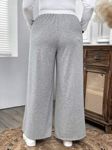 EMERY ROSE Pantalones casuales sencillos de unicolor con parches y bolsillos, talla grande