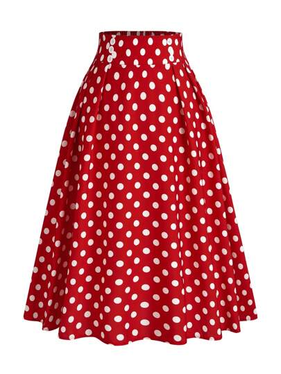SHEIN Clasi Plus Size Women's Polka Dot Print Button Design Elegant Skirt For New Year Clothes Maxi Women Outfit