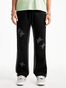 Manfinity VCAY Men's Loose Fit Applique Embroidery Knit Sweatpants - Black - View 3