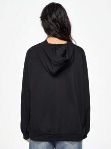 ROMWE Grunge Punk Casual Streetwear Esthetische Film Skeleton X-Ray Grafische Oversized Drop Schouder Dames Hoodie