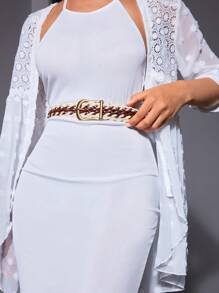 SHEIN VCAY 1 Thắt lưng dệt họa tiết dễ thương dành cho nữ, thích hợp đi biển, dã ngoại, thường ngày, kỳ nghỉ - Nhiều màu - Xem 2