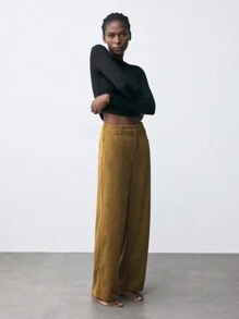 Maija Women's Solid Color Casual Straight-Leg Pants With Pockets