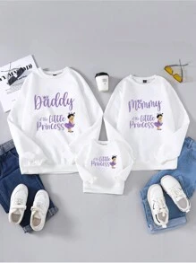 男士休闲圆领字母与卡通印花长袖运动衫