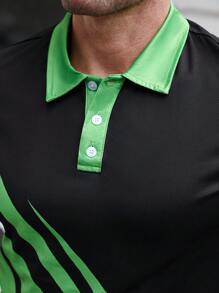 Manfinity Sport Corelite 男友风男士休闲条纹短袖健身 Polo 衫 - 彩色 - 查看 7
