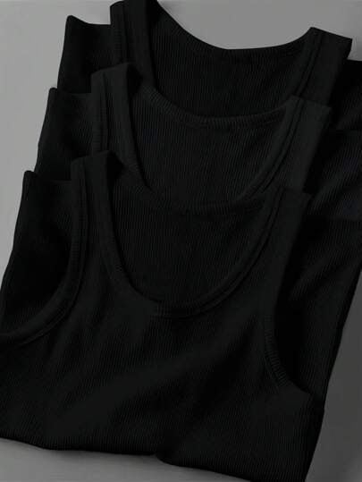 Manfinity Sport Corelite 男友风格男士纯色圆领休闲运动背心 运动上衣 背心套装 基本款 T 恤 篮球运动衫 男友风格男士 男友风格男士连帽衫 运动上衣 透气