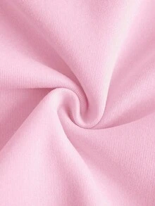 SHEIN EZwear 女式豹纹蝴蝶结印花休闲圆领落肩长袖运动衫，秋冬 - 粉色 - 查看 4