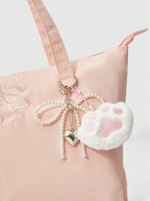 ROMWE Kawaii Butterfly Embroidery Pattern 84225 Large Capacity Shoulder Bag, Fashionable Nylon Tote Bag - Pink - View 2