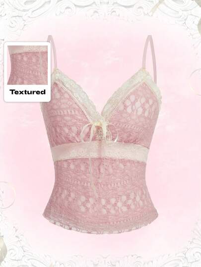 Kawaii Top de camisa con encaje de contraste, escuela