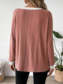 SHEIN LUNE 2024 Otoño Invierno Mujer Nuevo Jersey de cuello redondo color vino caliente