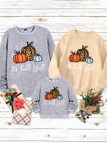 Young Boys Fleece Sweatshirt, Winter, Graphic Pumpkin Printed Design, Sizes 4Y/5Y/6Y/7Y, Text: "It's Fall Y'all"