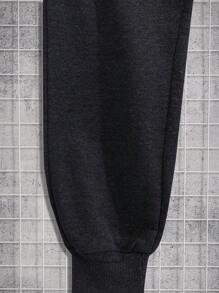 RueChic Men Letter And Japanese Printed Regular Sweatshirt & Pants Set - Dark Grey - View 10