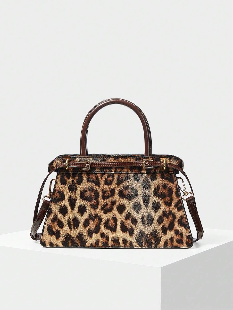 WOMEN'S FASHION LEOPARD PRINT BUCKLE HANDBAG, EXQUISITE AND SIMPLE SQUARE BAG, SUITABLE FOR DAILY COMMUTING, FESTIVALS, AUTUMN AND WINTER
