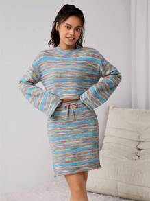 Set Sweater Warna Gradien untuk Remaja Perempuan, Musim Semi, Musim Panas, Musim Gugur, Kembali ke Sekolah, Mode Kuliah, Kasual Longgar, Cocok untuk Bepergian, Pesta, Kembali ke Sekolah, Belanja - MultiWarna - View 3