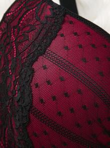 DesireSculpt 2 件套加大码女式撞色蕾丝简约钢圈文胸内衣，提升型