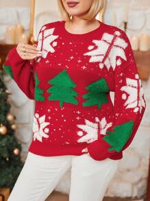 Áo len chui đầu dệt kim Jacquard thời trang cỡ lớn, áo len chui đầu dệt kim chủ đề Giáng sinh mùa thu đông. - Nhiều màu - Xem 4