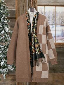 Plus Size Solid Color Patchwork Long Sleeve Casual Blouse Fall Cloth For Women - Multicolor - View 1