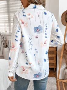 SHEIN LUNE 秋冬女士长袖花卉宽松常规衬衫 - 彩色 - 查看 2