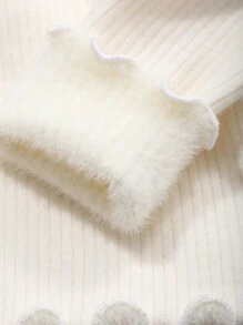 DAZY Áo len dài tay cổ cao bo gấu màu trơn lót nhiệt cho nữ, thời trang thu/đông - trắng - Xem 6