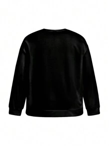 Lemon Design Sudadera de cuello redondo de manga larga con estampado de calabaza fantasma, talla grande, estilo artístico Y2k, para Halloween, días festivos, invierno, vacaciones, festivales