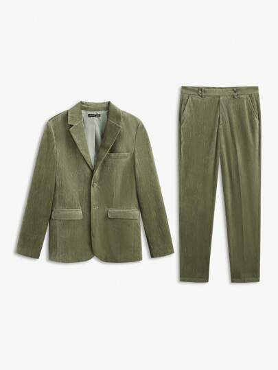 AKNOTIC Formal 2 件套男士编织修身休闲商务西装套装，适合日常办公室穿着