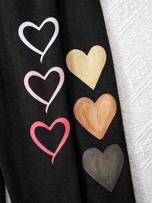 2pcs/Set Tween Girls' Casual Solid Color Basic Leggings, Thermal Lined , Thickened Chic Outfits For Autumn/Winter - Black - View 5