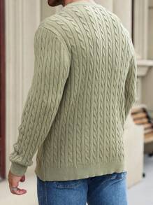 Manfinity Homme Men's Plus Size Casual Solid Color Knitted Sweater, Autumn