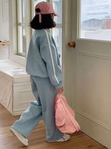 Dazy Kids 2 件女童（幼儿）字母印花圆领针织套装，秋季 - 藍色 - 查看 7