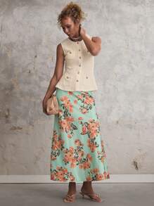 SHEIN Unity Women's Floral All-Over Print A-Line Skirt, Casual And Vacation - Multicolor - View 5