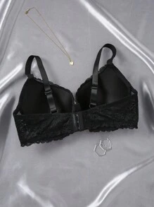 1pc Plus Size Lace Wire Bra Lingerie