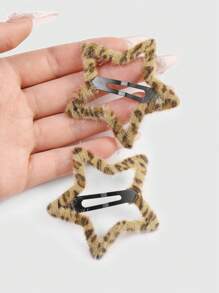 ROMWE Kawaii 2 件/套动物印花毛绒发夹，时尚休闲发夹刘海夹适合女孩和女士，很棒的礼物爪夹