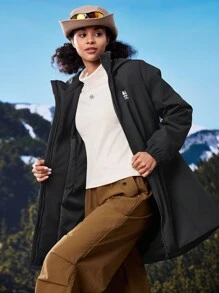 In My Nature Women's Hooded Water-Resistant Padded Coat With Cinched Waistwinter Women Tops - Black - View 7