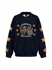 Lsscid Artist 女士复古运动 V 领运动衫，适合假日、度假、春季、节日、健身、伊比沙岛装扮、西方服饰 - 彩色 - 查看 1