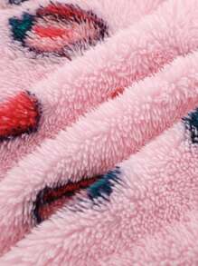 Cozy Pixies 草莓图案圆领长袖套头衫，休闲百搭厚款保暖内衬，适合女婴 - 粉色 - 查看 4