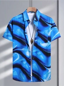 Manfinity LEGND Cămașă cu mânecă scurtă Tie-Dye pentru bărbați, ocazional de vară