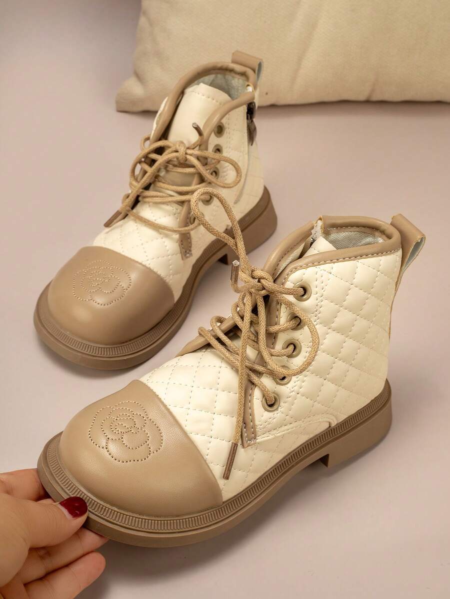 1 Đôi bốt thêu buộc dây thoải mái, dễ phối đồ - Màu Khaki - Xem 1