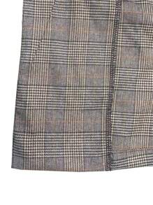 SHEIN Clasi Plaid Print Double Button Blazer - Brown - View 8