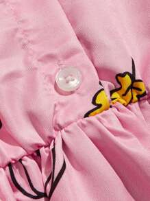 Girls' Colorful Pumpkin Print Ruffled Waist Dress For Halloween, Toddler