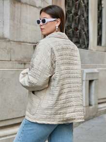 RueChic Women's Plus Raglan Sleeve Pocket Pacthed Quilted Winter 
Coat - White - View 2