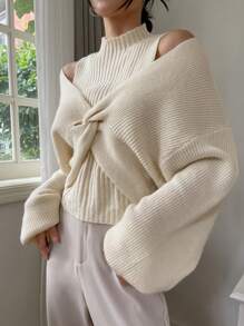 DAZY Twist Design Cropped Knit Trui Voor Dames