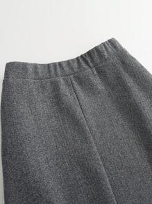 SHEIN LUNE 大码休闲A字裙，秋冬女装长裙 - 灰色 - 查看 6