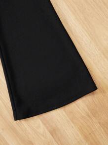 SHEIN Tween Girls Streetwear Casual Knit Hooded Sweatshirt Set - Black and White - View 2