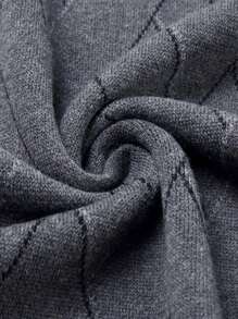 Middle Aged Casual Round Neck Sweater With Men's Nine Quarter Sleeves For Warmth - Dark Grey - View 4